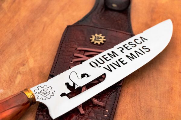 Faca Pescador Aço Inox 420 C 10 Polegadas com Bainha em Couro Legítimo - Imagem 6